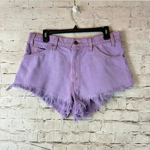 Levi's Pants - Vintage Orange Tab 550 Levis Denim Jean Cut Off Shorts Size 34 Dyed Purple Women